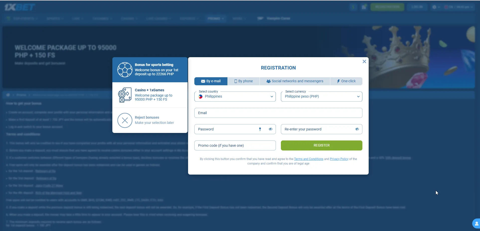 1xBet-register